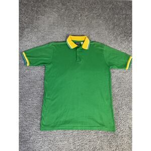 Vintage Mister Man Polo Shirt Mens L Green Polyester Cotton Contrasting Trimi